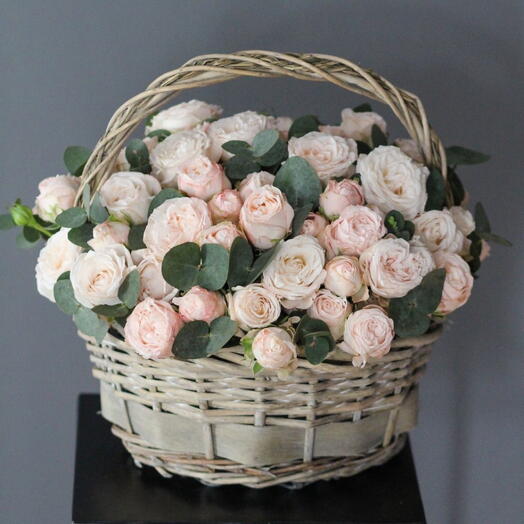 Garden roses in basket