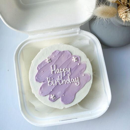 White Daisy purple Birthday bento cake