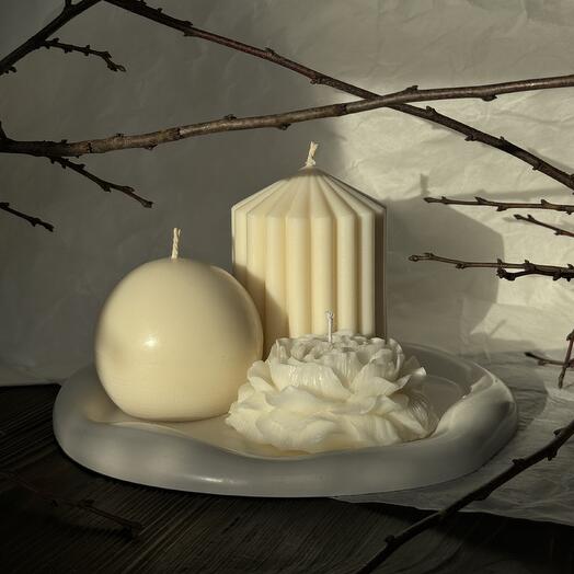 Набор из соевых свечей и гипсового подноса