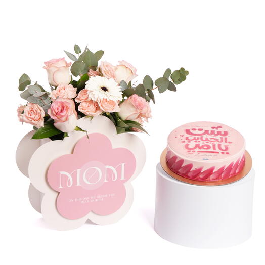 Blissful Flowers for MOM With Chocolate Cake