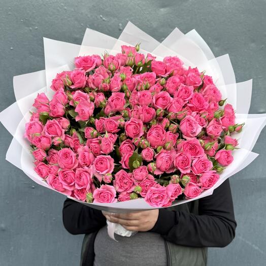 Малиновые кустовые розы Pink Diamond