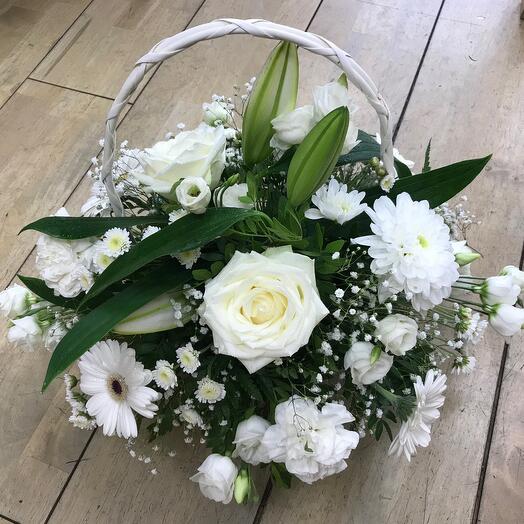 Pure and simple flowers in basket