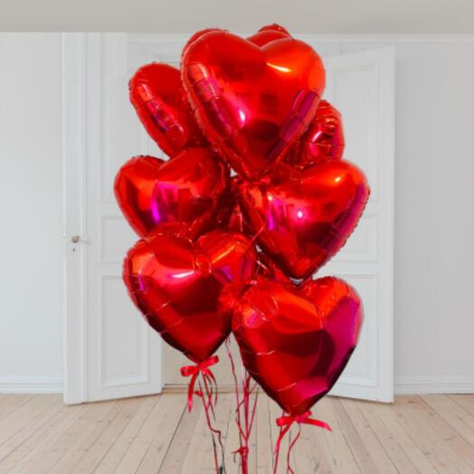 9 Pcs Heart Foil Balloons