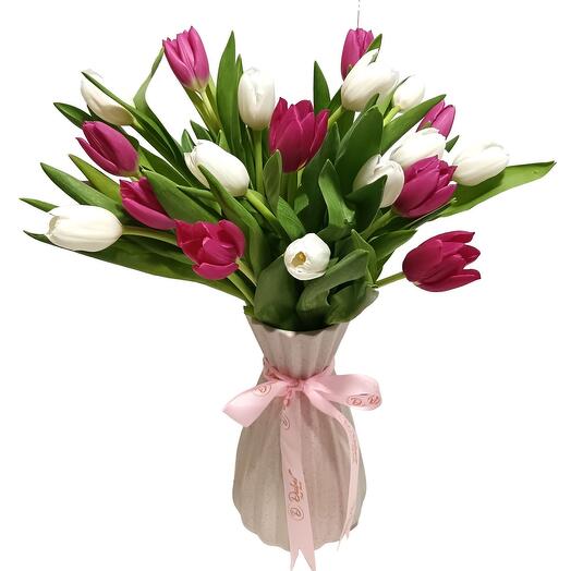 20 Pink   White Tulips Vase