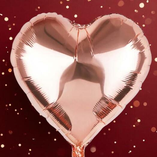 Шар гелий сердце розовый Шампань. Foil helium balloon heart pink shampagne