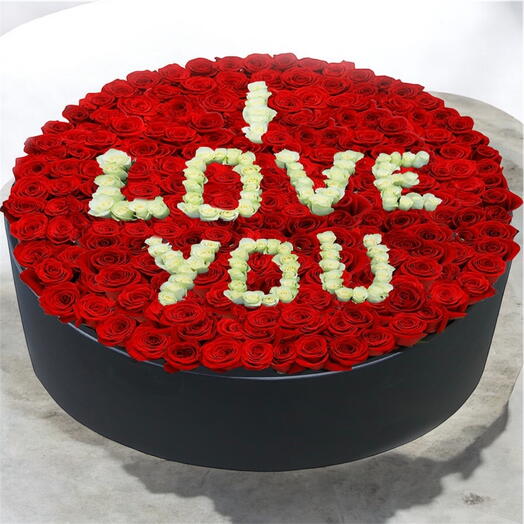 I love you with red roses in XXXL box