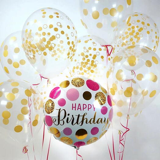 Pink   Gold Birthday Helium Balloon Combo - 1825