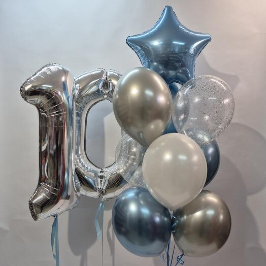 Набор на 10 лет из шаров, шары с гелием, шары на день рождения