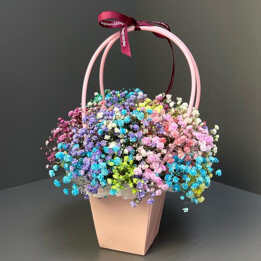 Мини-композиция в сумке из гипсофил