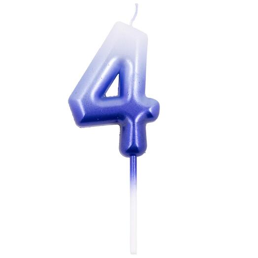 Свеча-цифра "4" сине-белая 6см