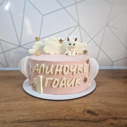 Торт 1кг с зайкой, облаками и парашютами