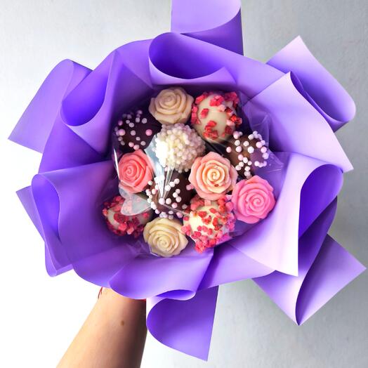 Букет клубника в шоколаде, с шоколадными розами🌸