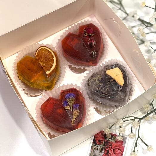 Чайный набор из 4 сердец/чайные бомбочки/чай