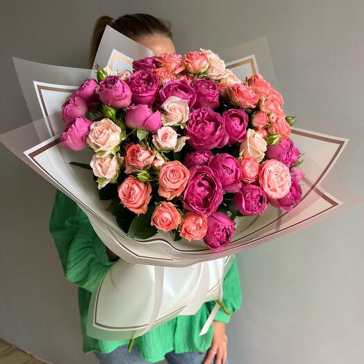 Микс кустовых пионовидных роз