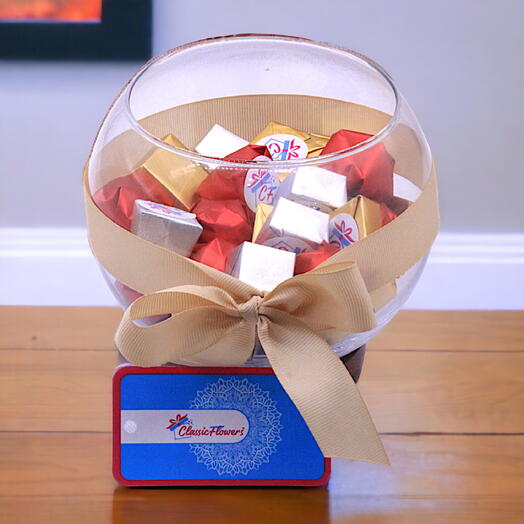 Assorted Chocolates in Glass Bowl