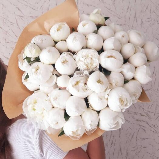 Bouquet of 51 white peonies