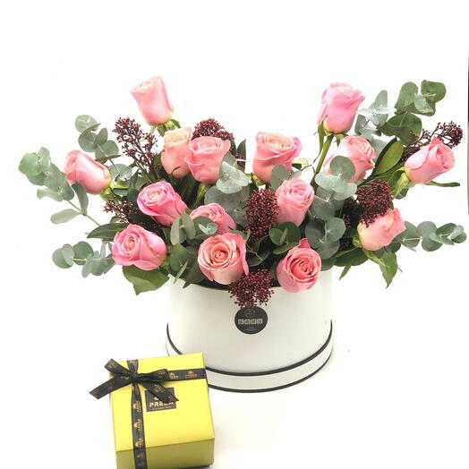 Pink Rose Box with Chocolate Box