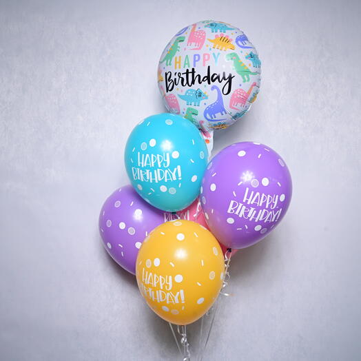 6 Colorful Birthday Latex Balloons   1 Foil Balloon - 5721