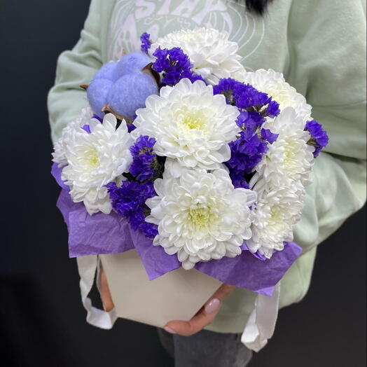 Flores con algodón en Caja