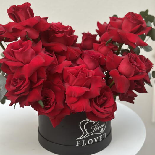 30 red roses in a box