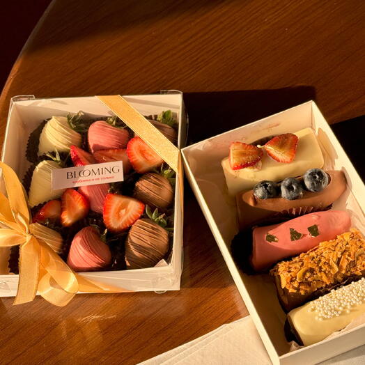 🍓🍌 Sweet Combo Box — клубника и бананы в бельгийском шоколаде