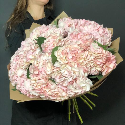 Bouquet of 15 pink hydrangeas