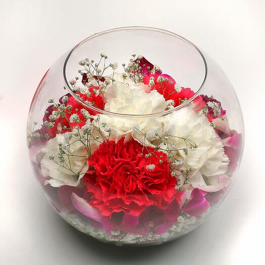 Carnation Flower Bowl Arrangement