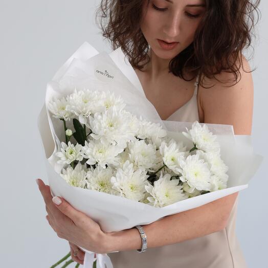 Bouquet of 5 white chrysanthemums