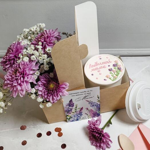 Торт в стакане (cake to go) для мамы с цветами на день матери