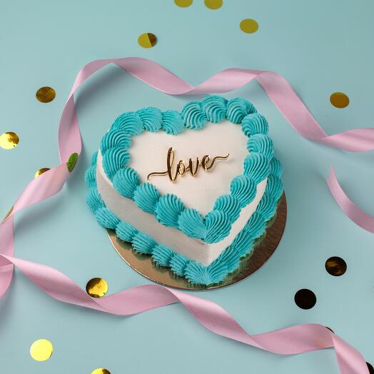 Бенто-торт сердце бирюзовые рюши 800 г