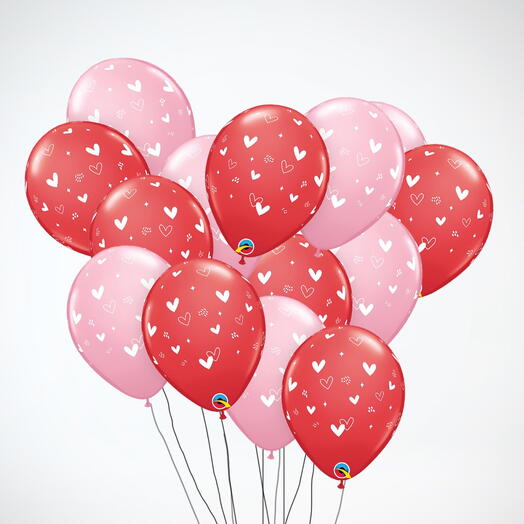 15 Mixed Love Design Balloons
