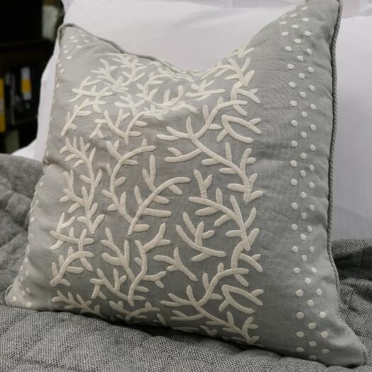 Grey embroidered Cotton Pillow
