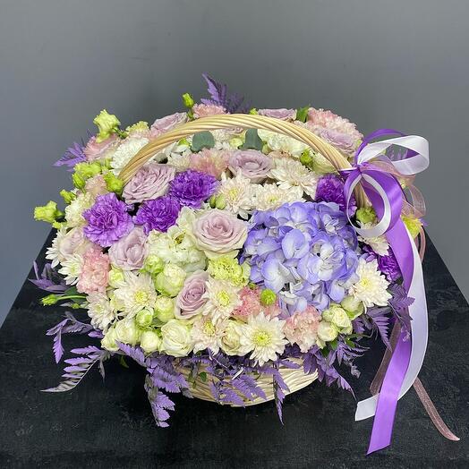 Cesta de hortensias