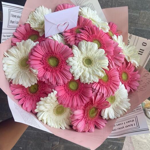 White and Pink Gerbera bouquet