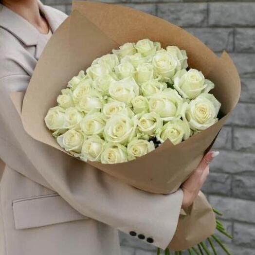 Белая роза 60см одн 31шт