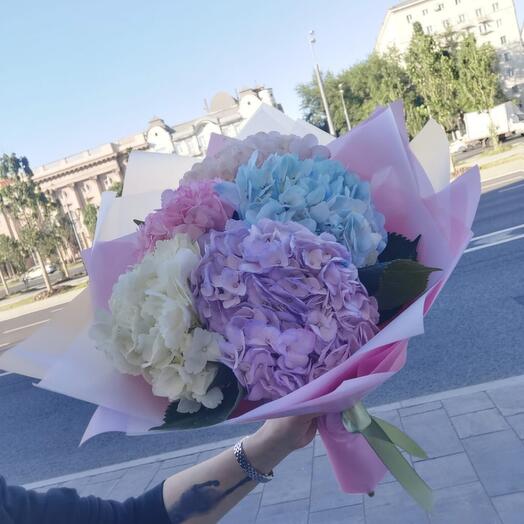 Bouquet of bright hydrangeas