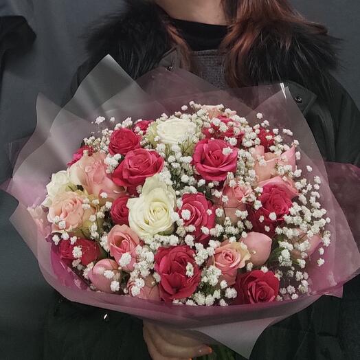 Розовый микс с гипсофиой