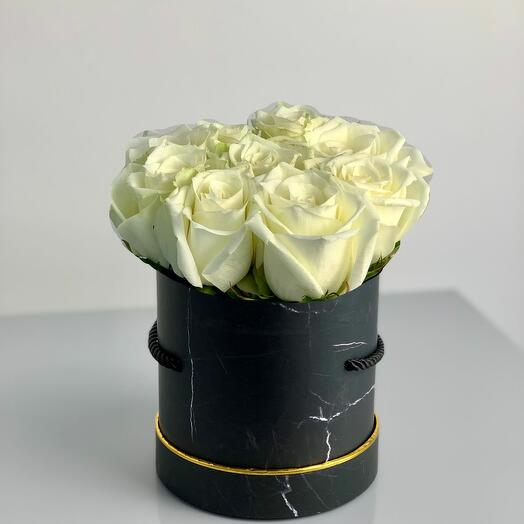 Black Marble Box (White Roses)