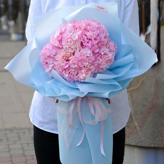 Bouquet of 5 pink hydrangeas