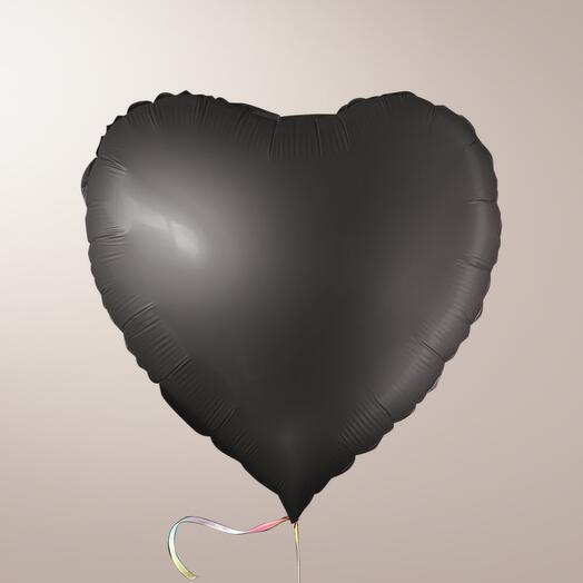 Foiled helium black heart 18"
