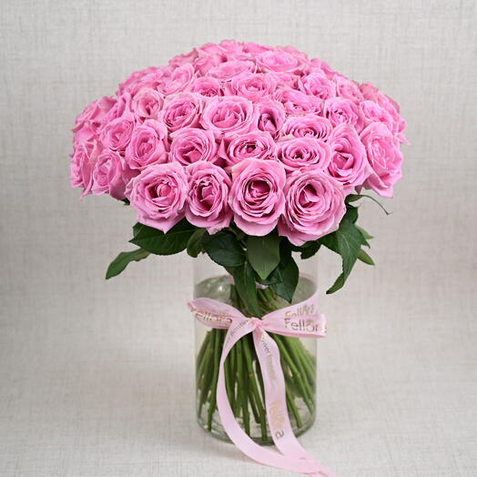 51 Pink Roses Vase