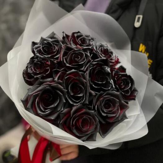 Букет из 11 чёрных роз 🖤
