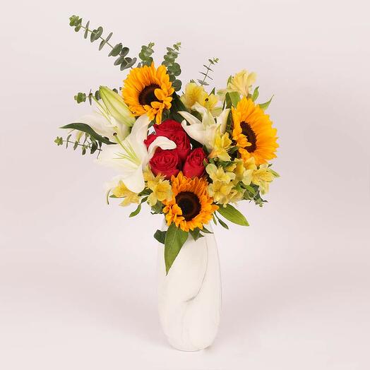 Vivid Flowers in Vase