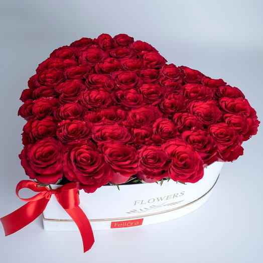 Red Roses In Heart Box