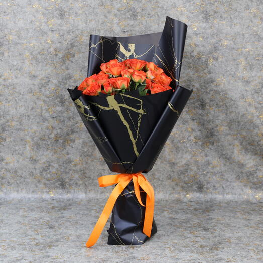 Fiery Marble Baby Rose Bouquet