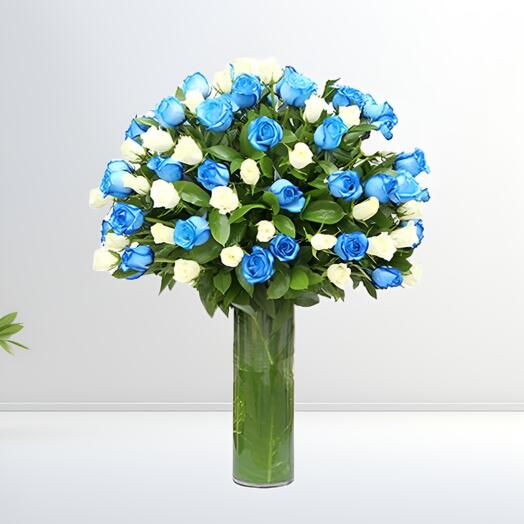 Luxury Blue and White Roses Bouquet