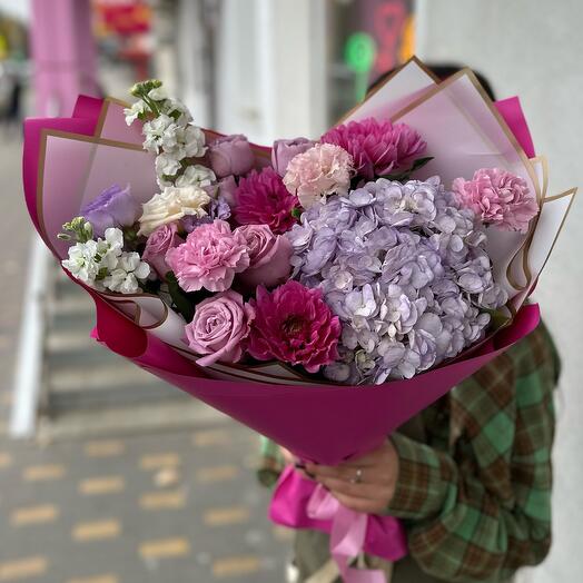 Малинка💕 букет с гортензией и розами