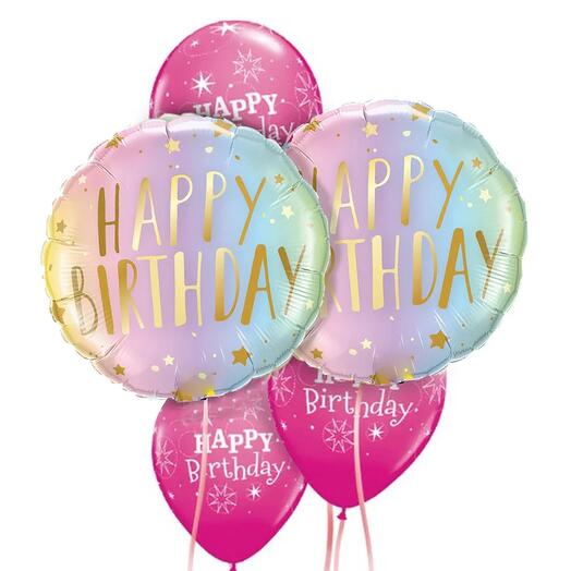 Happy Birthday Pastel Metallic Writing Balloon Package