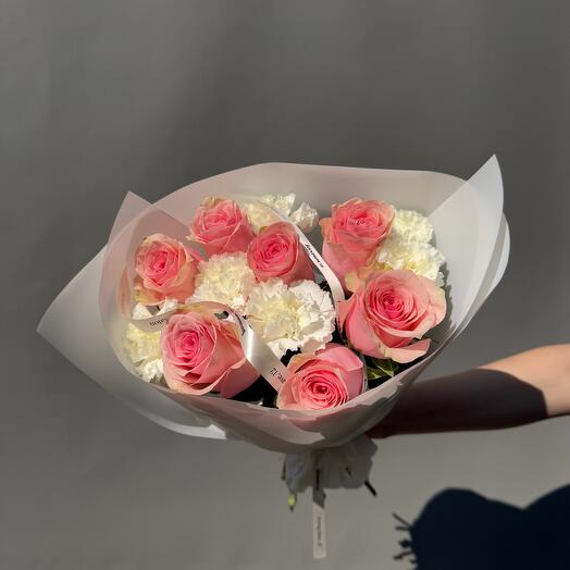 Duo bouquet with dianthus and rose S