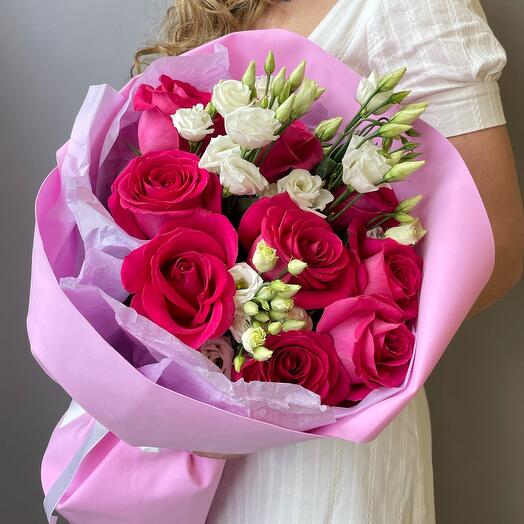 9 rosas y Eustoma